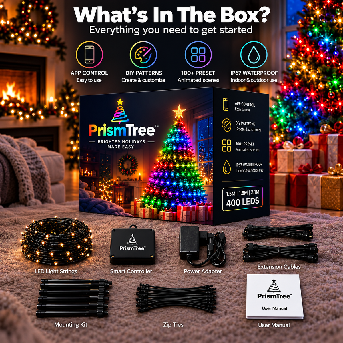 MerryGlow™ Smart RGBIC Christmas Tree Lights